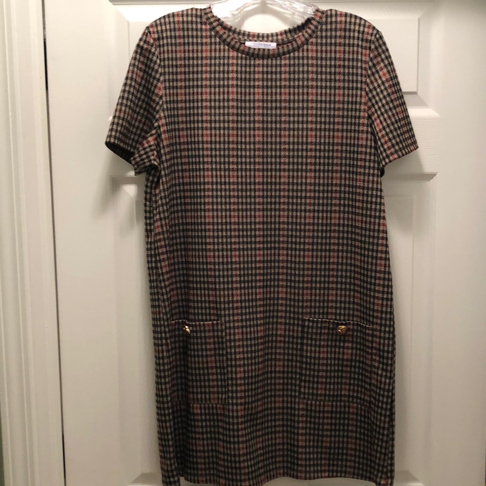 Zara plaid mini shift dress